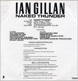 Naked Thunder Sampler By Ian Gillan Ep Aor Reviews Ratings