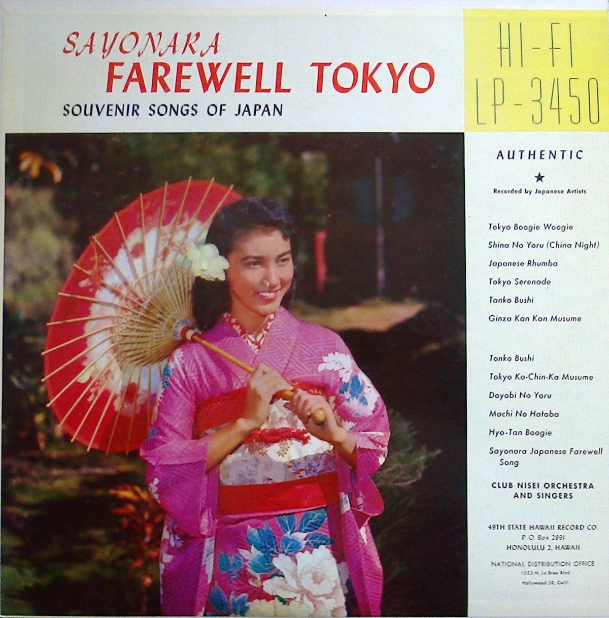 Sayonara Farewell Tokyo: Souvenir Songs of Japan by Club Nisei