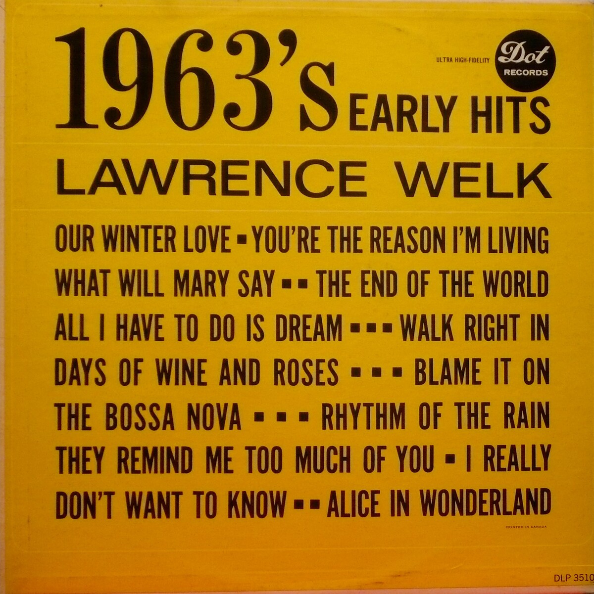 1963's Early Hits by Lawrence Welk (Album; Dot; DLP 3510) Reviews