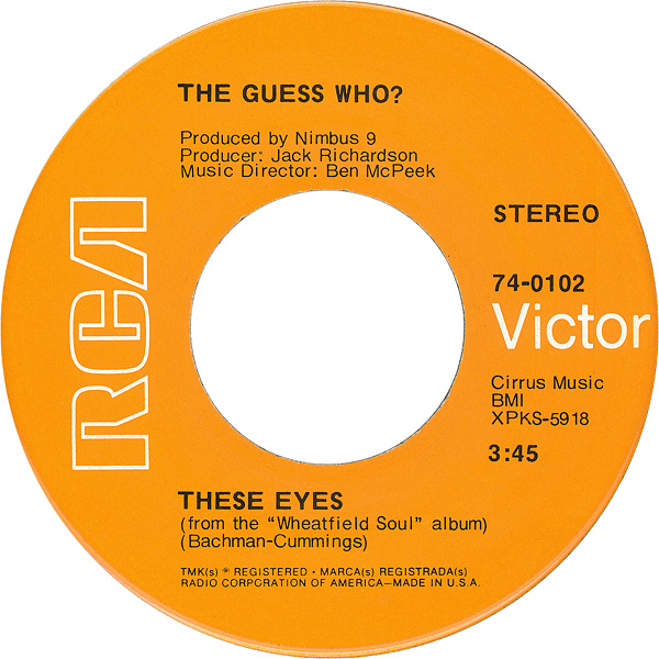 These Eyes / Lightfoot by The Guess Who? (Single, Pop Rock): Reviews,  Ratings, Credits, Song list - Rate Your Music