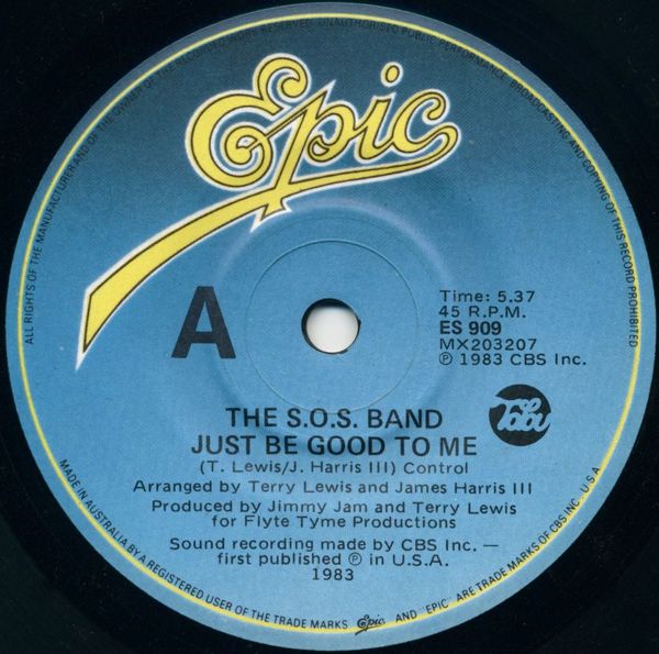 Just Be Good to Me by The S.O.S. Band (Single; Epic; ES 909