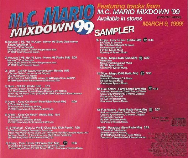 M C Mario Mixdown 99 Sampler By Various Artists Compilation Reviews