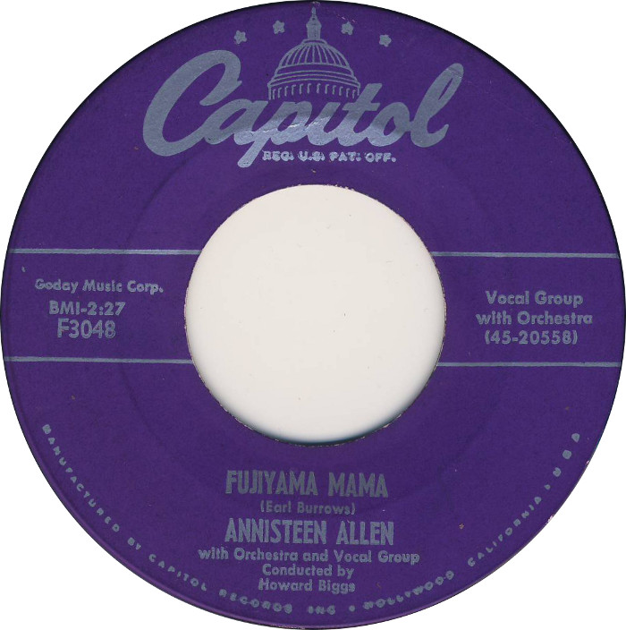Fujiyama Mama / Wheels of Love by Annisteen Allen (Single, Rhythm & Blues):  Reviews, Ratings, Credits, Song list - Rate Your Music