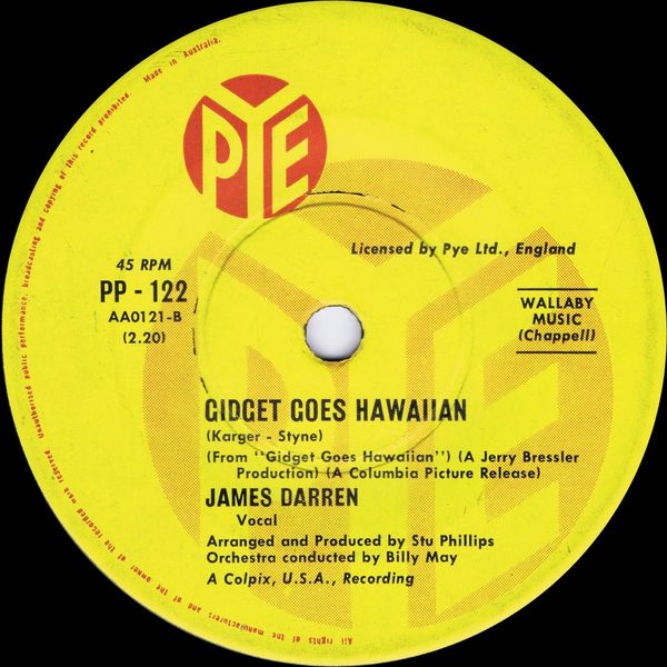 Gidget Goes Hawaiian / Wild About That Girl by James Darren (Single ...