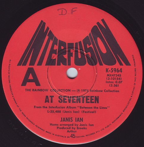 At Seventeen / Stars by Janis Ian (Single; Interfusion; K-5964 ...