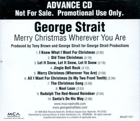 Merry Christmas Wherever You Are [Advance] by George Strait (Album; MCA ...