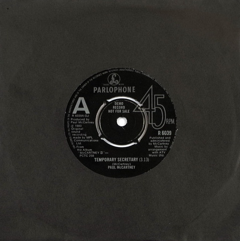 Temporary Secretary by Paul McCartney (Single; Parlophone; R 6039