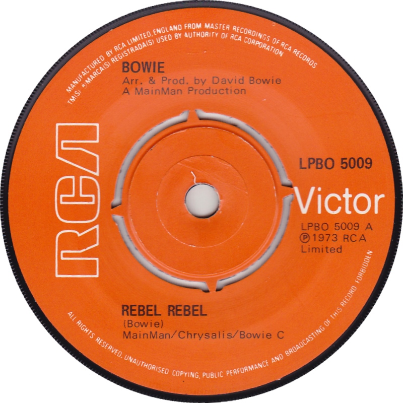 Rebel Rebel / Queen Bitch by Bowie (Single; RCA Victor; LPB05009 ...