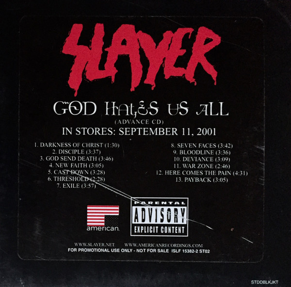 Slayer GOD HATES US ALL サイン入りCD Slayer GOD HATES US ALL サイン入りCD