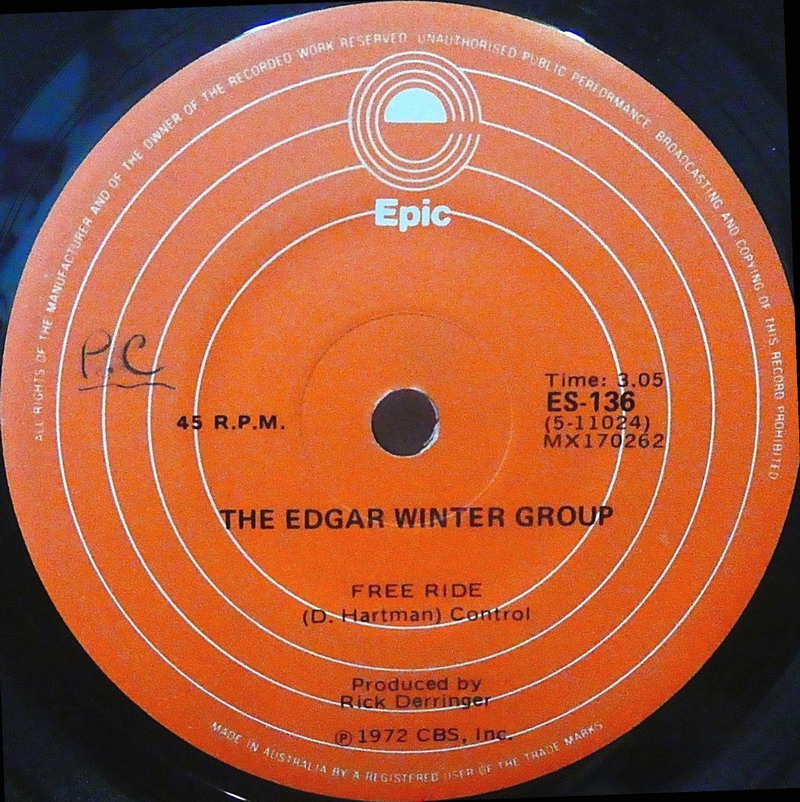 Free Ride / When It Comes by The Edgar Winter Group (Single; Epic; ES ...
