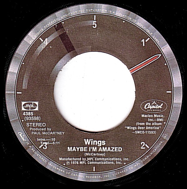 Maybe I'm Amazed / Soily by Wings (Single, Pop Rock) Reviews, Ratings