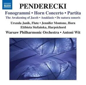 Fonogrammi; Horn Concerto; Partita; The Awakening of Jacob; Anaklasis; De natura sonoris by Krzysztof Penderecki album cover
