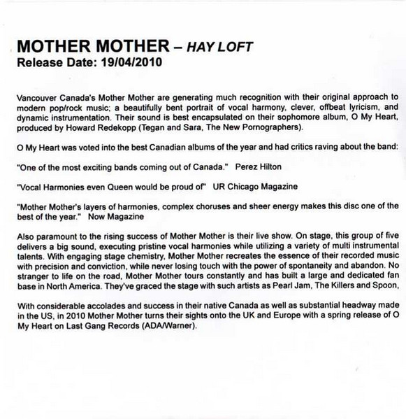 Hay Loft by Mother Mother (Single, Post-Punk Revival): Reviews, Ratings ...