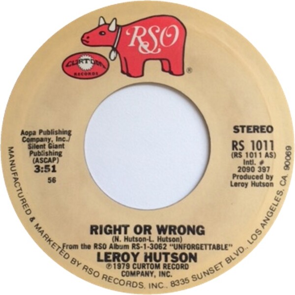 Right or Wrong / More Where That Came From by Leroy Hutson (Single 