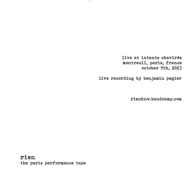 The Paris Performance Tape by Rien (EP, Reductionism): Reviews, Ratings ...
