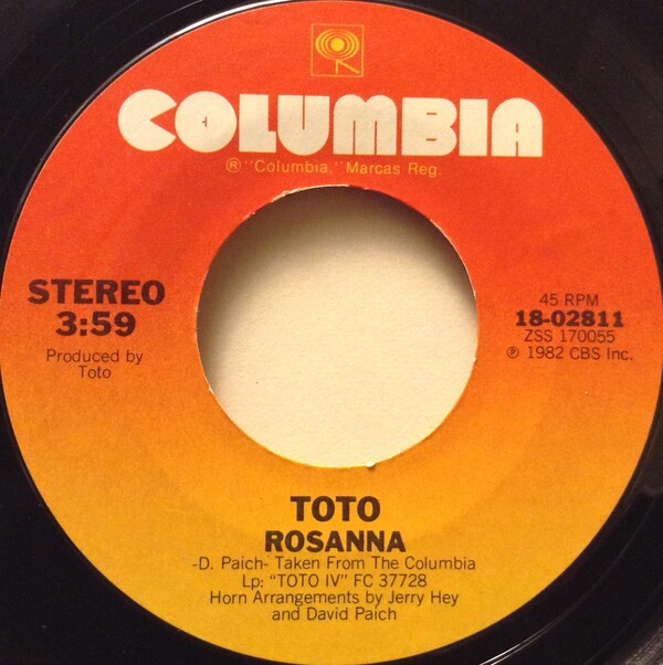 Toto Africa Rosanna レコード Toto – Africa / Rosanna – Vinyl (7