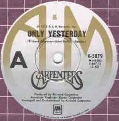 Only Yesterday / Happy by Carpenters (Single; A& K-5879): Reviews