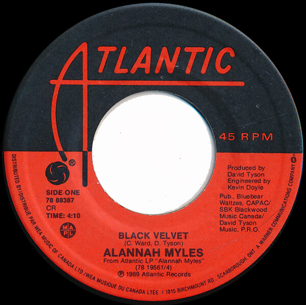 Black Velvet by Alannah Myles (Single; Atlantic; 78 88387