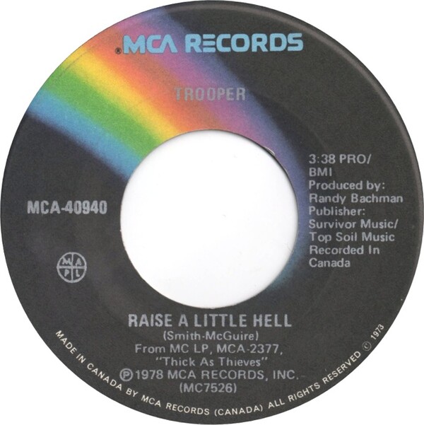 Raise a Little Hell / Round, Round We Go by Trooper (Single, Hard