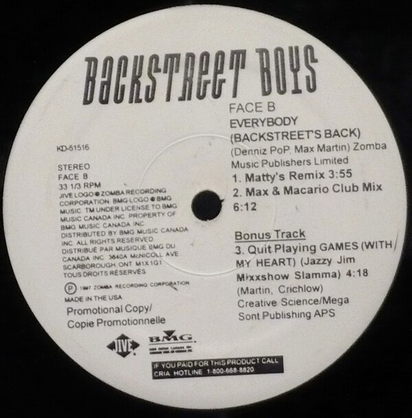 Everybody (Backstreet`s Back) / Quit Playing Games by