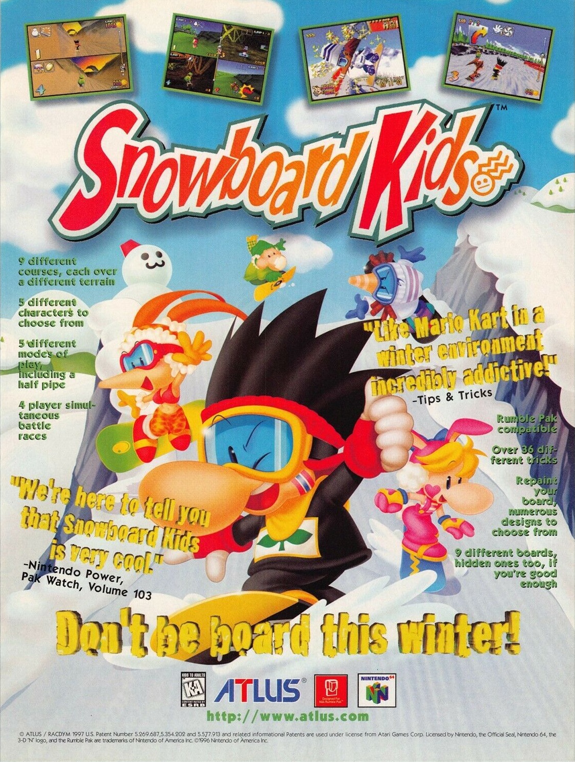 Snowboard Kids (video game, snowboarding, arcade racing, third
