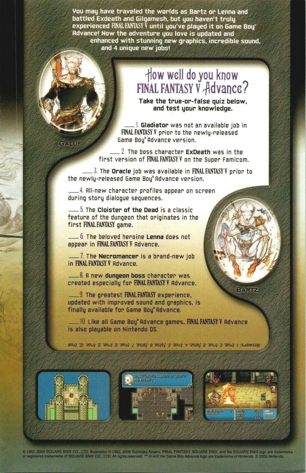 Final Fantasy V [ファイナルファンタジーV] (video game, GBA, 2006