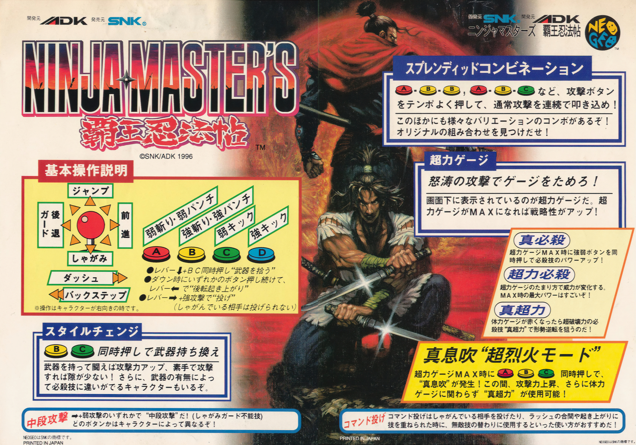MVS ROM ニンジャマスターズ 覇王忍法帖 ネオジオ NEOGEO SNK ニンジャマスターズ 覇王忍法帖｜ネオジオCD (NCD)｜SNK｜レトロ