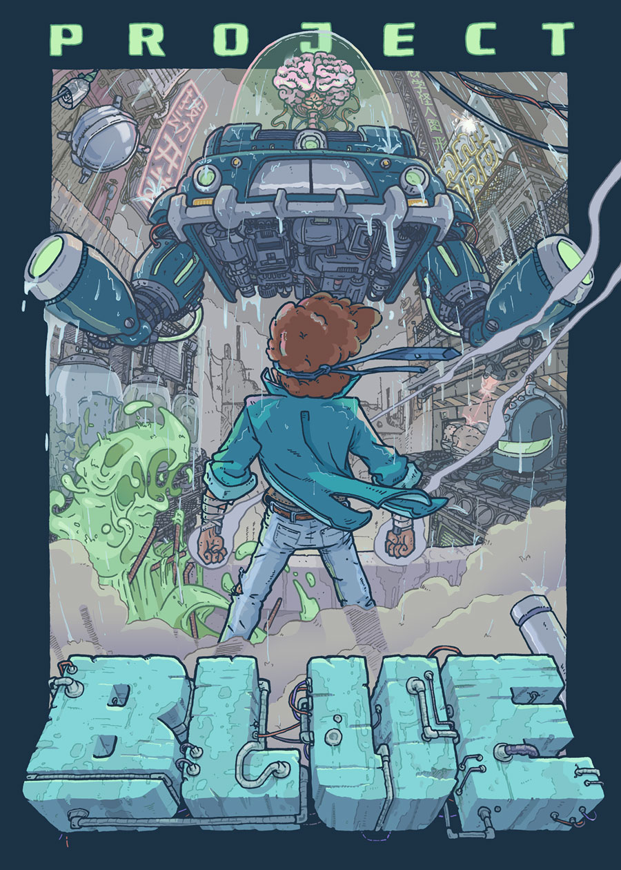 Project Blue (video game, cyberpunk, single-screen platformer, side ...