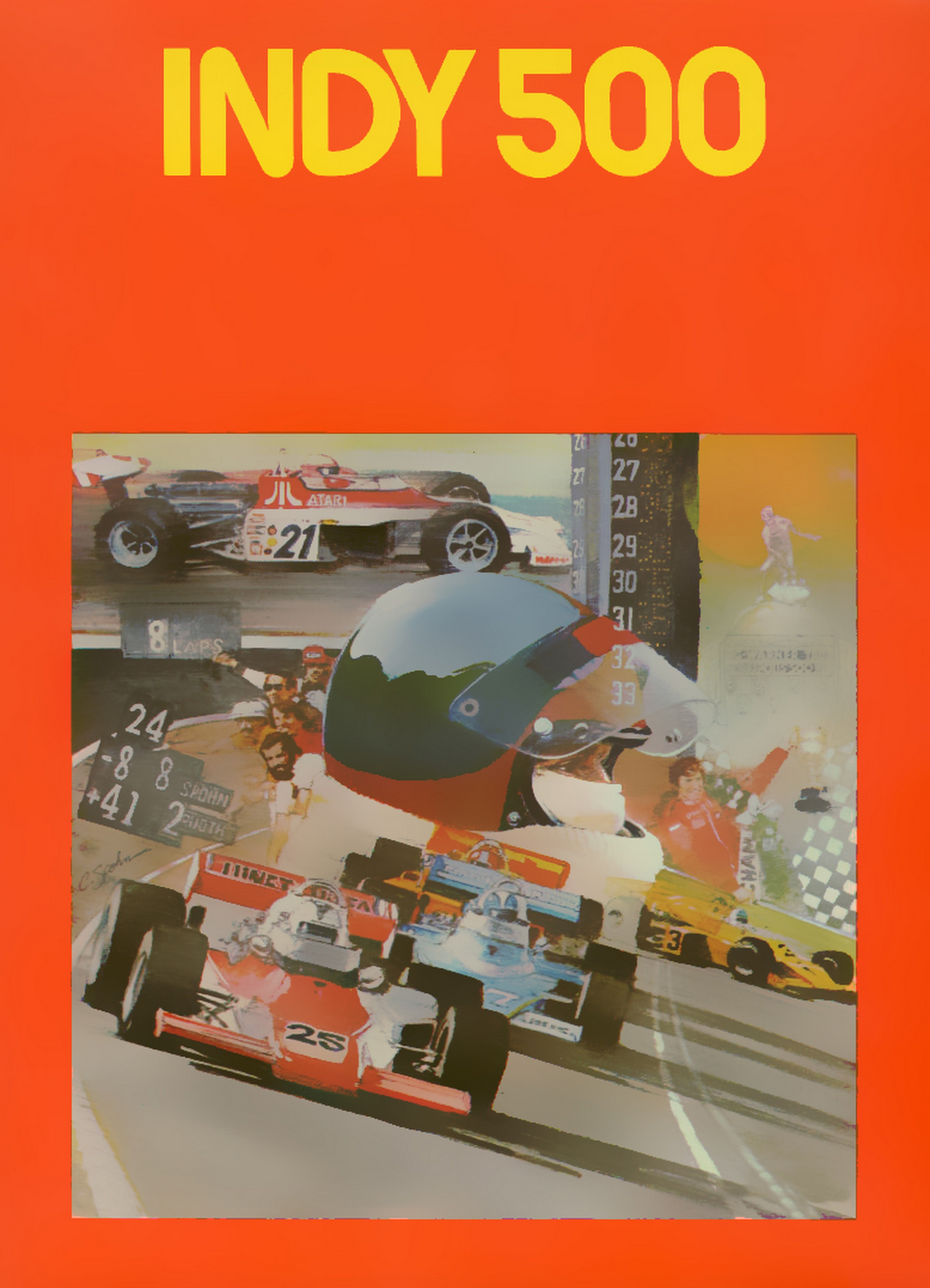Indy 500 (video game, arcade racing, top-down, fixed screen, pixel art ...