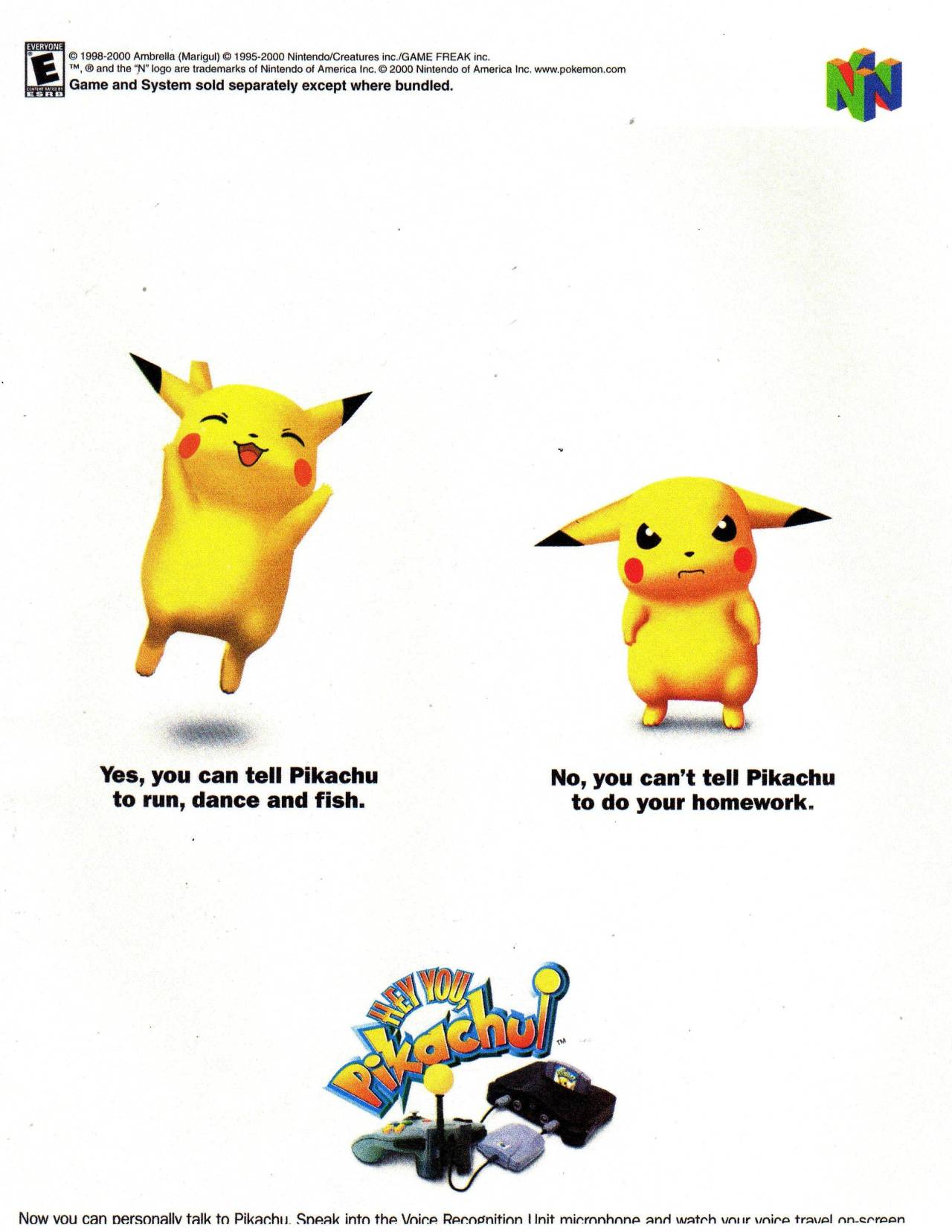 Hey You, Pikachu! (video game, virtual pet, fantasy, voice controls ...