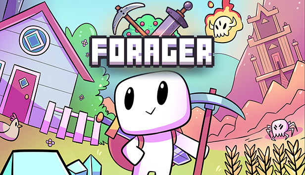 Forager (video game, fantasy, survival, pixel art, 3/4 view