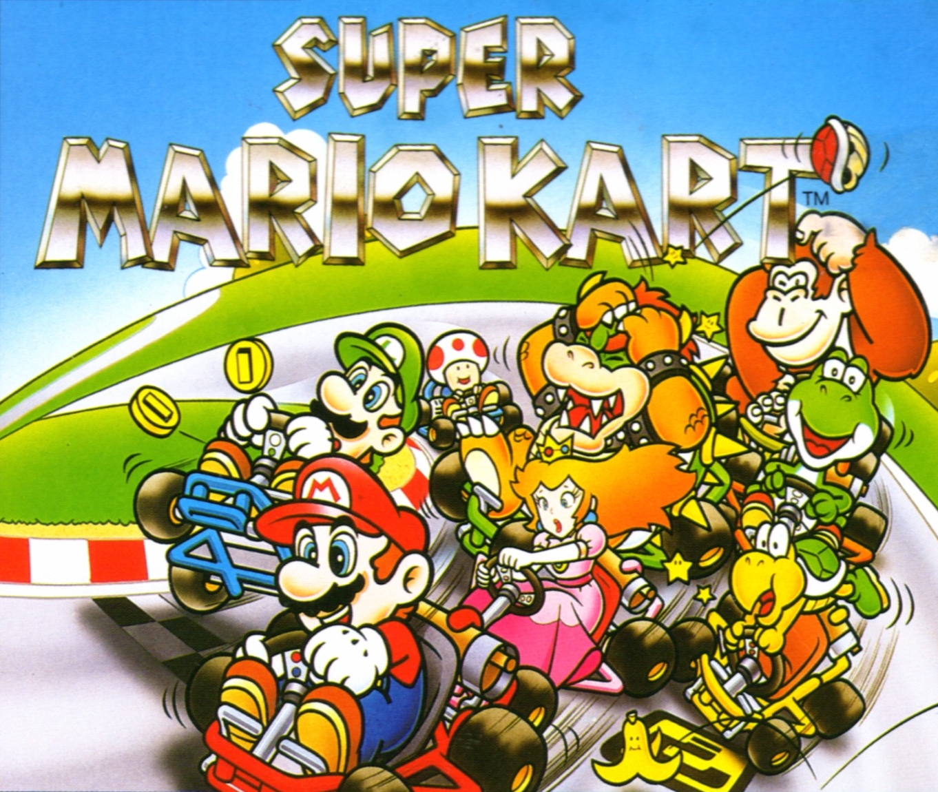 Super Mario Kart (video game, kart racing, fantasy, third